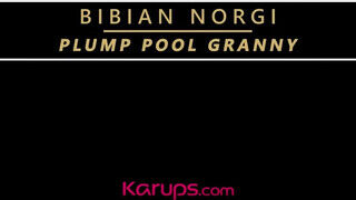 Bibian Norgi bekúrva a medence partán