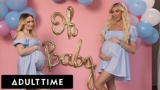 Szenvedélyes terhes barinők hármasban: Rylee Blake és Aubrey Kate közösülnek egy hűtlen férjjel!