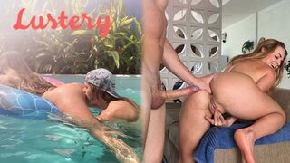 Buxom világos szőke amateur kufferjét basszák úszás után