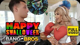 BANGBROS Hálózat Szexy Milfje Vadul Orálozza Mostohafia Kolosszális Farkát Halloween Előtt